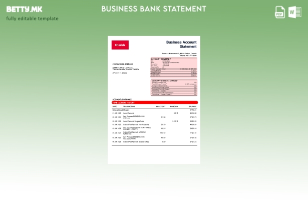 модерен стил Citadele banka Eesti filiaal AS изјава за деловна сметка Шаблон Wor